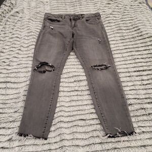 Gray mid rise skinny distressed Blank NYC jeans